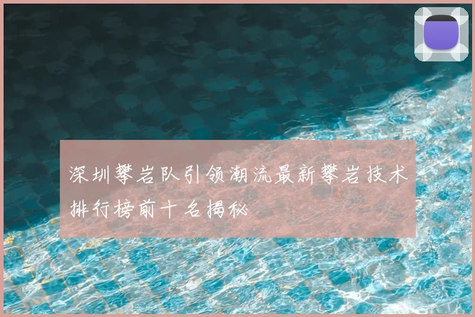 深圳攀岩队引领潮流最新攀岩技术排行榜前十名揭秘